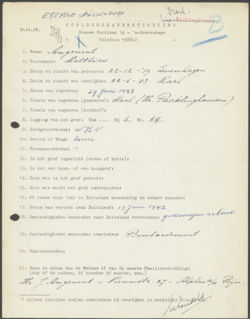 Matthijs Angenent 1919-1943